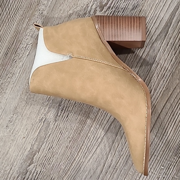 Side V Cutout Suede Chunky Stacked Mid Heel Ankle Boots Size 9.5 by PiePieBuy - Picture 2 of 6